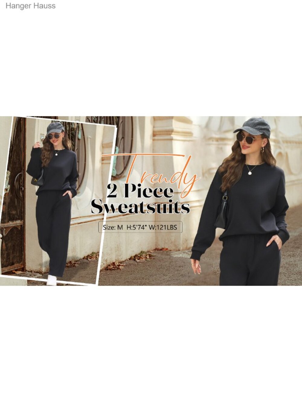 Women's 2 Piece Sweatsuit Set Lounge Outfit Crewneck Track Suit Lightweight - Picture 6 of 6